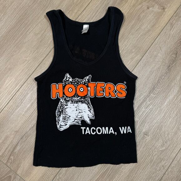 American Apparel Tops - Y2K hooters Tacoma, WA black tank top crop top size small